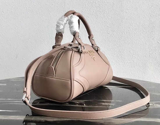 Prada Bowling Bag in Nude Leather