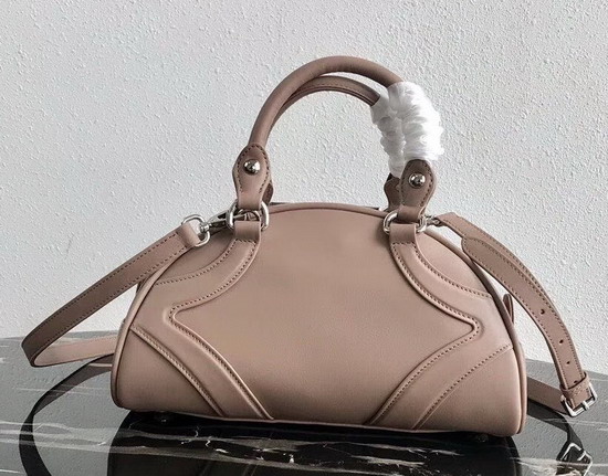 Prada Bowling Bag in Nude Leather