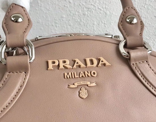 Prada Bowling Bag in Nude Leather