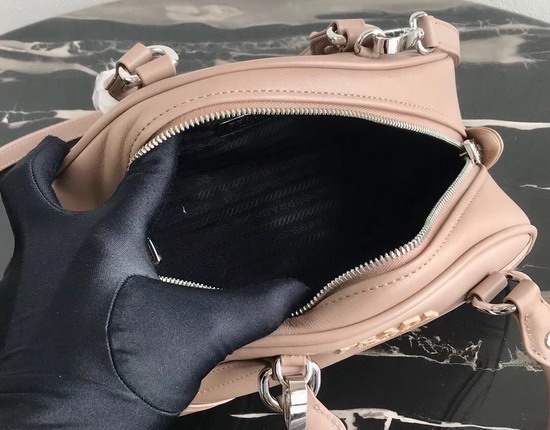 Prada Bowling Bag in Nude Leather