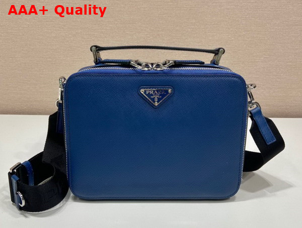 Prada Brique Saffiano Leather Bag in Bluette 2VH069 Replica