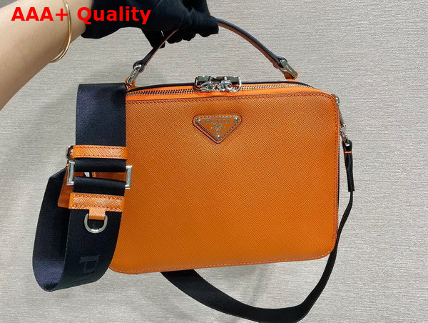 Prada Brique Saffiano Leather Bag in Papaya 2VH069 Replica