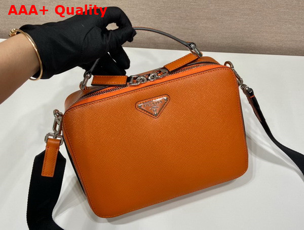 Prada Brique Saffiano Leather Bag in Papaya 2VH069 Replica