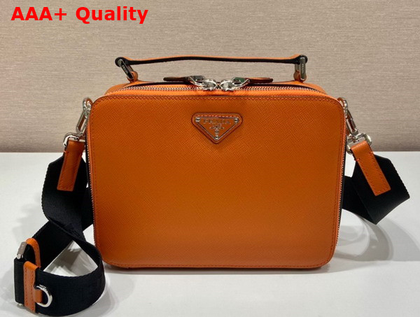 Prada Brique Saffiano Leather Bag in Papaya 2VH069 Replica