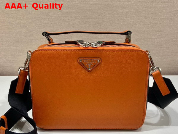 Prada Brique Saffiano Leather Bag in Papaya 2VH069 Replica