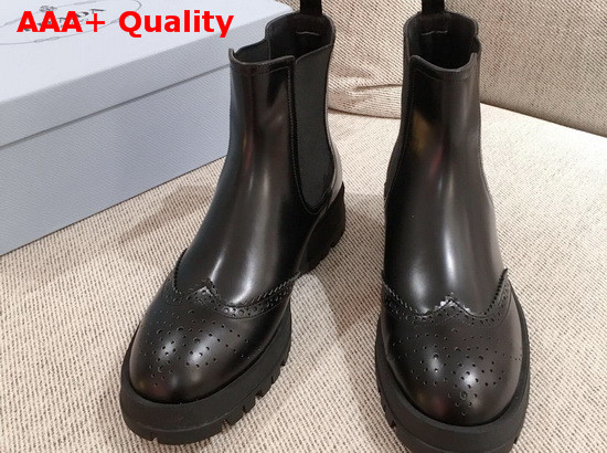 Prada Brushed Calf Leather Chelsea Boots in Black Replica