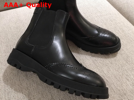 Prada Brushed Calf Leather Chelsea Boots in Black Replica