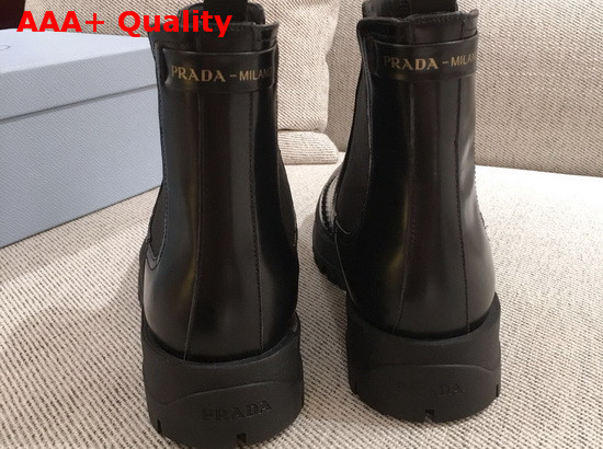 Prada Brushed Calf Leather Chelsea Boots in Black Replica