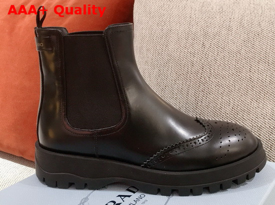 Prada Brushed Calf Leather Chelsea Boots in Black Replica