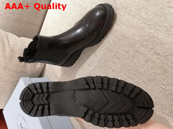 Prada Brushed Calf Leather Chelsea Boots in Black Replica