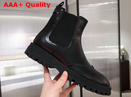 Prada Brushed Calf Leather Chelsea Boots in Black Replica