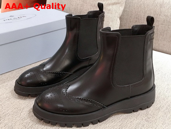 Prada Brushed Calf Leather Chelsea Boots in Black Replica