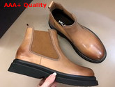 Prada Brushed Calf Leather Chelsea Boots in Brown for Men Replica