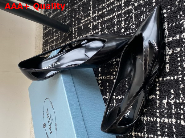 Prada Brushed Leather Cut Out Ballerinas in Black 1F732N Replica