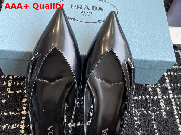 Prada Brushed Leather Cut Out Ballerinas in Black 1F732N Replica