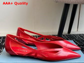 Prada Brushed Leather Cut Out Ballerinas in Fiery Red 1F732N Replica