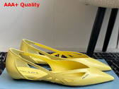 Prada Brushed Leather Cut Out Ballerinas in Lemon Yellow 1F732N Replica