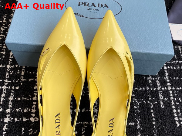 Prada Brushed Leather Cut Out Ballerinas in Lemon Yellow 1F732N Replica