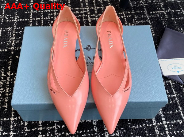 Prada Brushed Leather Cut Out Ballerinas in Pink 1F732N Replica