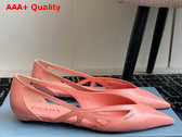 Prada Brushed Leather Cut Out Ballerinas in Pink 1F732N Replica