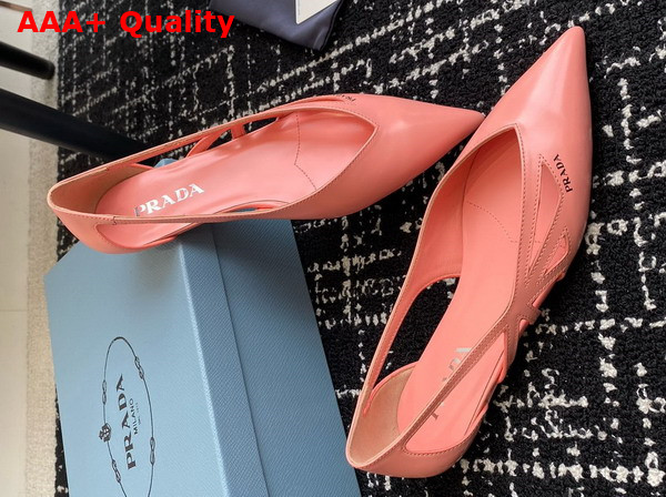 Prada Brushed Leather Cut Out Ballerinas in Pink 1F732N Replica