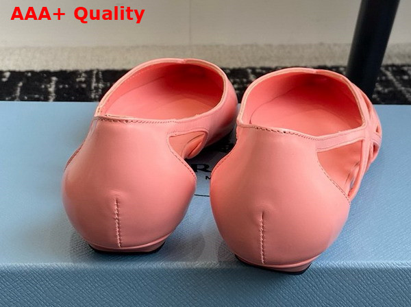 Prada Brushed Leather Cut Out Ballerinas in Pink 1F732N Replica