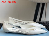 Prada Brushed Leather Cut Out Ballerinas in White 1F732N Replica