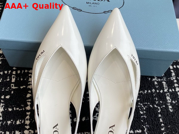 Prada Brushed Leather Cut Out Ballerinas in White 1F732N Replica