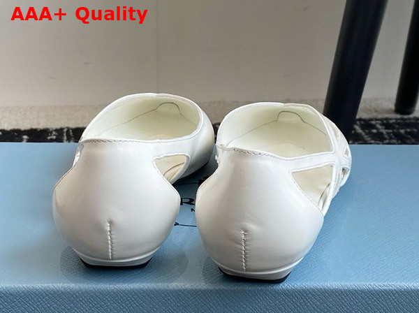 Prada Brushed Leather Cut Out Ballerinas in White 1F732N Replica