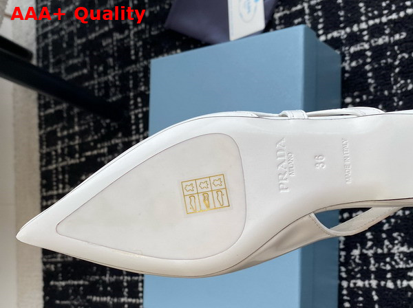 Prada Brushed Leather Cut Out Ballerinas in White 1F732N Replica