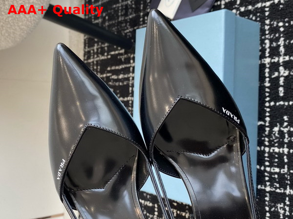 Prada Brushed Leather Cut Out Pumps in Black 1I736N Replica