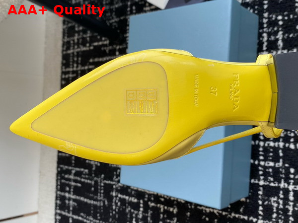 Prada Brushed Leather Cut Out Pumps in Lemon Yellow 1I736N Replica