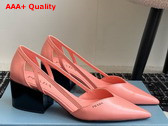 Prada Brushed Leather Cut Out Pumps in Pink 1I736N Replica