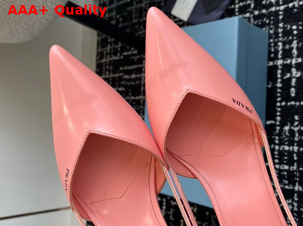 Prada Brushed Leather Cut Out Pumps in Pink 1I736N Replica