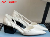 Prada Brushed Leather Cut Out Pumps in White 1I736N Replica