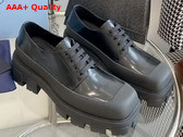 Prada Brushed Leather Derby Shoes in Black Replica