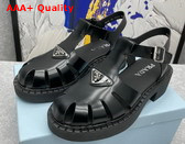 Prada Brushed Leather Fisherman Sandals in Black 2X3084 Replica