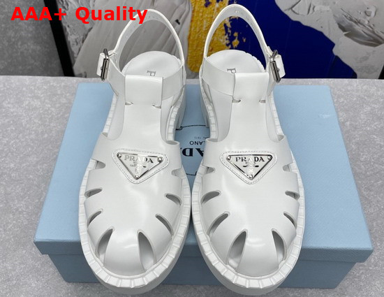 Prada Brushed Leather Fisherman Sandals in White 2X3084 Replica