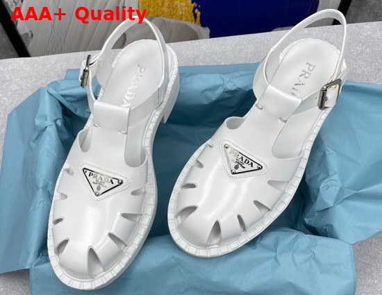 Prada Brushed Leather Fisherman Sandals in White 2X3084 Replica