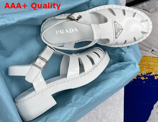 Prada Brushed Leather Fisherman Sandals in White 2X3084 Replica