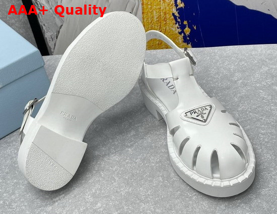 Prada Brushed Leather Fisherman Sandals in White 2X3084 Replica