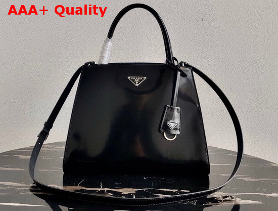 Prada Brushed Leather Handbag in Black 1BA321 Replica