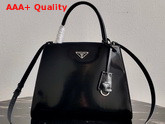 Prada Brushed Leather Handbag in Black 1BA321 Replica