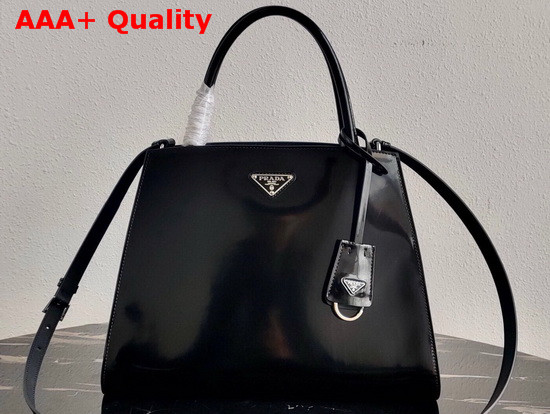 Prada Brushed Leather Handbag in Black 1BA321 Replica