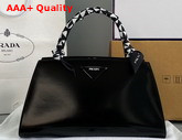 Prada Brushed Leather Handbag in Black 1BA327 Replica