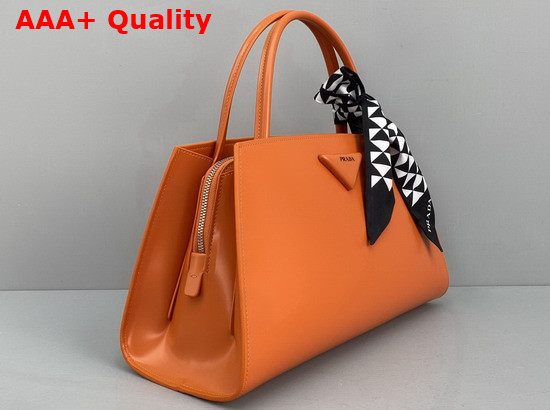 Prada Brushed Leather Handbag in Orange 1BA327 Replica