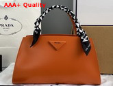 Prada Brushed Leather Handbag in Orange 1BA327 Replica