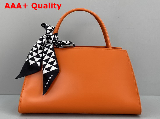 Prada Brushed Leather Handbag in Orange 1BA327 Replica