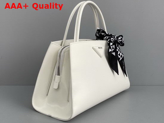 Prada Brushed Leather Handbag in White 1BA327 Replica