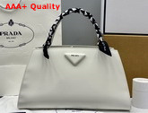 Prada Brushed Leather Handbag in White 1BA327 Replica